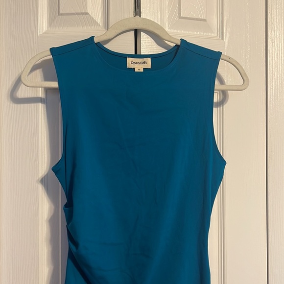 Nordstrom Open Edit sleeveless ruched side slit maxi dress in blue size XS  NWOT - Picture 2 of 9